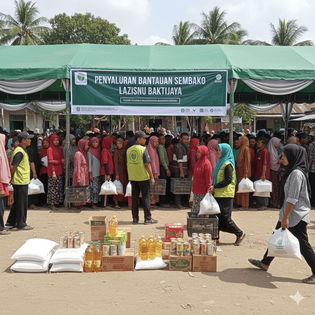 Penyaluran Bantuan Sembako Lazisnu Baktijaya