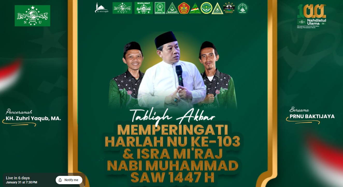 Rayakan Satu Abad NU dan Isra Miraj, PRNU Baktijaya Gelar Pengajian Akbar di Masjid Al-Mustaqim